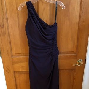 Bill Levkoff Eggplant Purple One Shoulder Dress